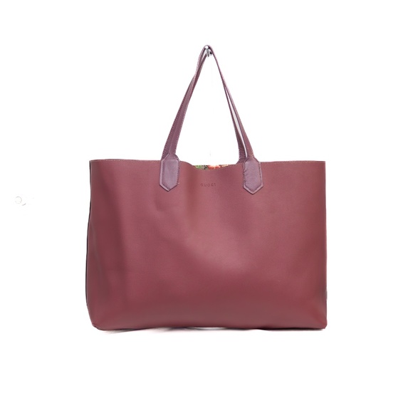 Gucci Reversible GG Supreme Blooms Canvas and Leather Tote Bag – Pink Floral Pri - Picture 5 of 11